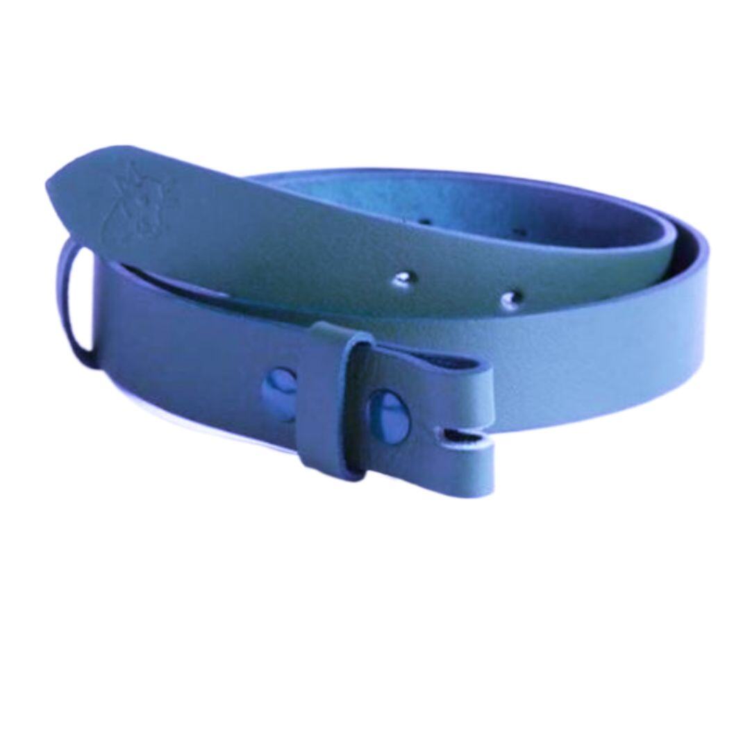 ceinture cuir femme sans boucle bleu ciel